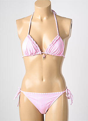 Maillot de bain 2 pièces stretch haut triangles rose REGLISSE femme