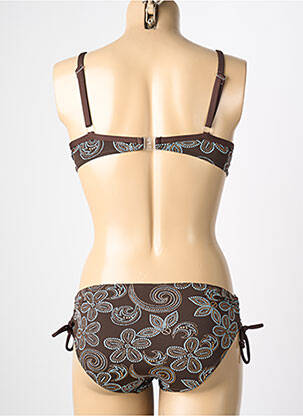 Maillot de bain 2 pièces stretch haut soutien-gorge emboitant marron REGLISSE femme
