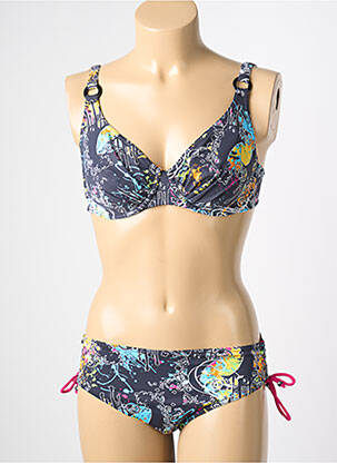 Maillot de bain 2 pièces stretch haut soutien-gorge emboitant bleu REGLISSE femme