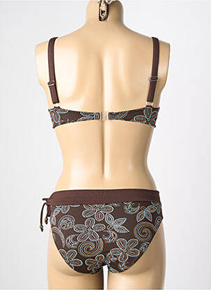 Maillot de bain 2 pièces stretch haut soutien-gorge emboitant marron REGLISSE femme