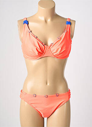 Maillot de bain 2 pièces stretch haut soutien-gorge emboitant orange REGLISSE femme