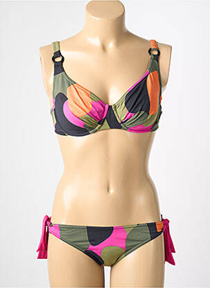 Maillot de bain 2 pièces stretch haut soutien-gorge emboitant vert REGLISSE femme