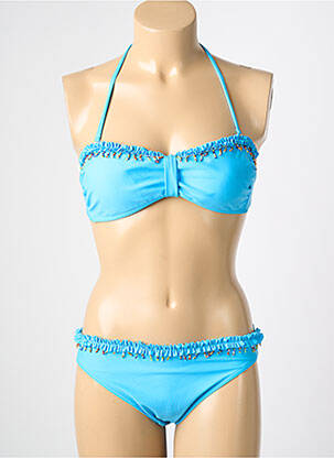 Maillot de bain 2 pièces stretch haut bandeau bleu REGLISSE femme