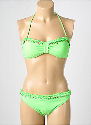Maillot de bain 2 pièces stretch haut bandeau vert REGLISSE femme