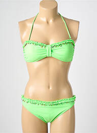 Maillot de bain 2 pièces stretch haut bandeau vert REGLISSE femme