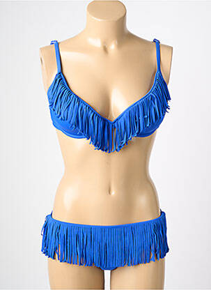 Maillot de bain 2 pièces stretch haut soutien-gorge moulé bleu REGLISSE femme