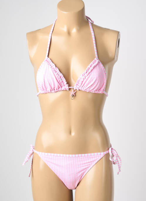 Maillot de bain 2 pièces stretch haut triangles rose REGLISSE femme