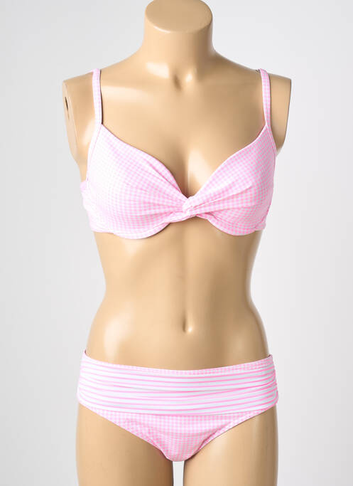 Maillot de bain 2 pièces stretch haut soutien-gorge emboitant rose REGLISSE femme