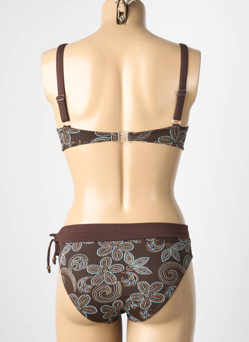 Maillot de bain 2 pièces stretch haut soutien-gorge emboitant marron REGLISSE femme