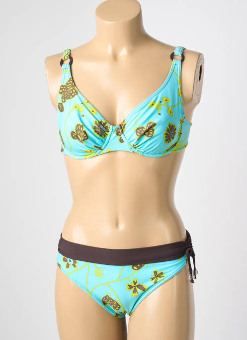 Maillot de bain 2 pièces stretch haut soutien-gorge emboitant bleu REGLISSE femme