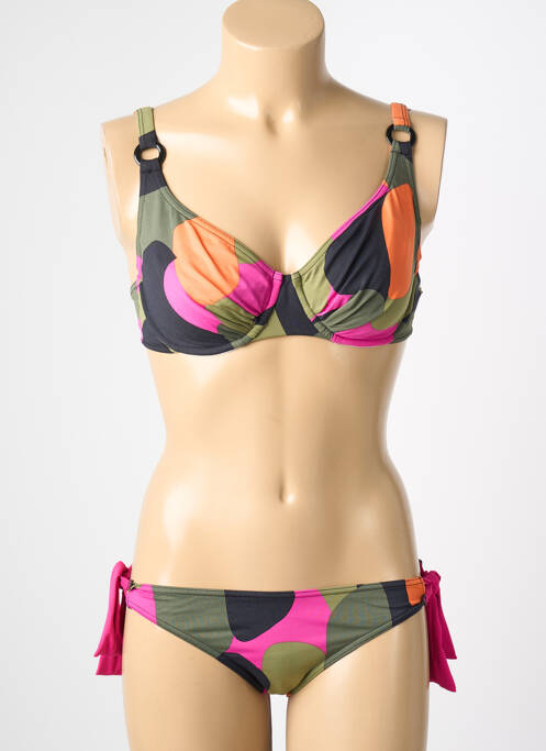 Maillot de bain 2 pièces stretch haut soutien-gorge emboitant vert REGLISSE femme