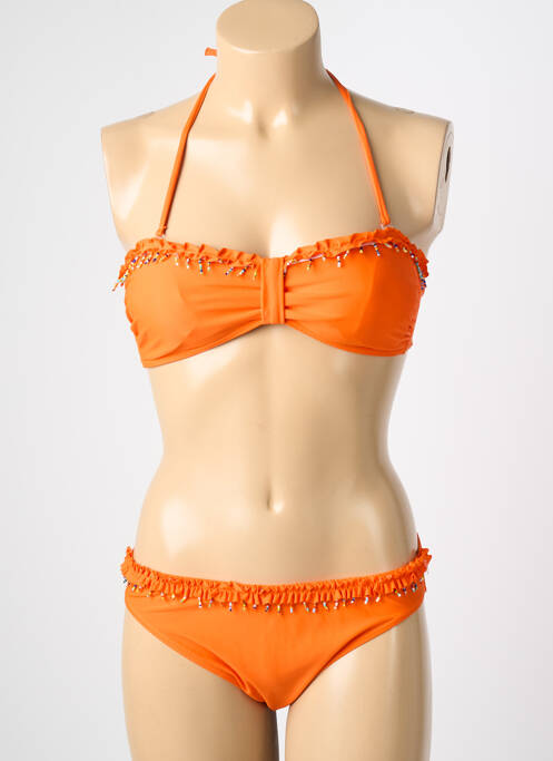 Maillot de bain 2 pièces stretch haut bandeau orange REGLISSE femme
