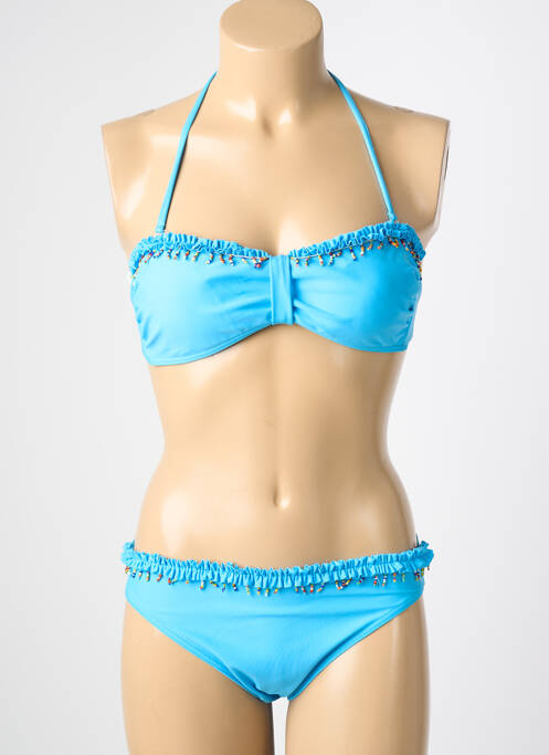 Maillot de bain 2 pièces stretch haut bandeau bleu REGLISSE femme