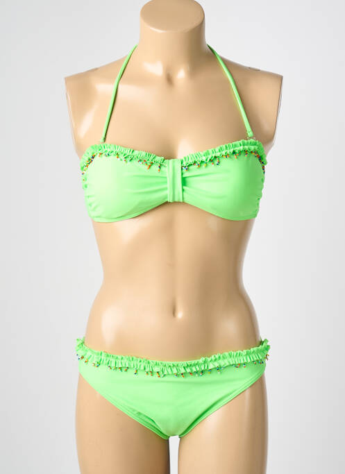 Maillot de bain 2 pièces stretch haut bandeau vert REGLISSE femme