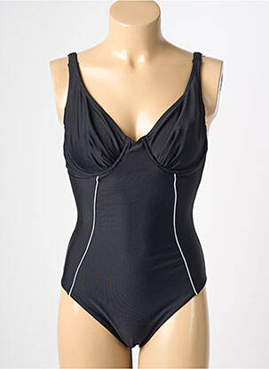 Maillot de bain 1 pièce effet matière satinée haut soutien-gorge balconnet noir REGLISSE femme