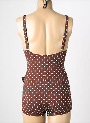 Maillot de bain 1 pièce effet matière satinée haut soutien-gorge balconnet marron REGLISSE femme