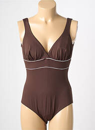 Maillot de bain 1 pièce effet matière satinée haut soutien-gorge balconnet marron REGLISSE femme