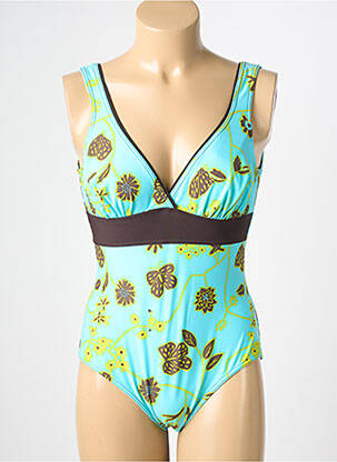 Maillot de bain 1 pièce effet matière satinée haut soutien-gorge balconnet bleu REGLISSE femme