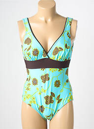 Maillot de bain 1 pièce effet matière satinée haut soutien-gorge balconnet bleu REGLISSE femme