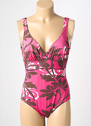 Maillot de bain 1 pièce effet matière satinée haut soutien-gorge balconnet rose REGLISSE femme