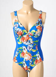 Maillot de bain 1 pièce effet matière satinée haut soutien-gorge balconnet bleu REGLISSE femme