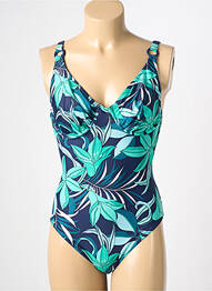 Maillot de bain 1 pièce effet matière satinée haut soutien-gorge balconnet bleu REGLISSE femme