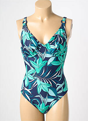 Maillot de bain 1 pièce effet matière satinée haut soutien-gorge balconnet bleu REGLISSE femme