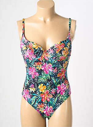Maillot de bain 1 pièce effet matière satinée haut soutien-gorge push-up noir REGLISSE femme