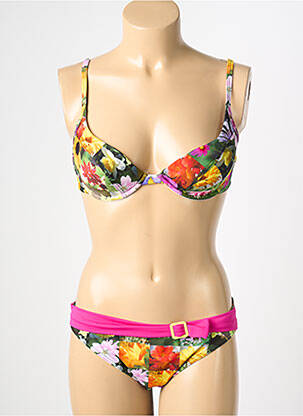Maillot de bain 2 pièces stretch haut soutien-gorge push-up rose REGLISSE femme