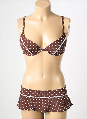 Maillot de bain 2 pièces stretch haut soutien-gorge push-up marron REGLISSE femme