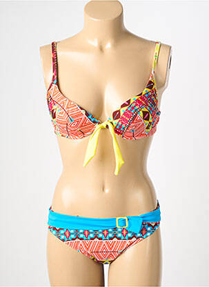 Maillot de bain 2 pièces stretch haut triangles orange REGLISSE femme