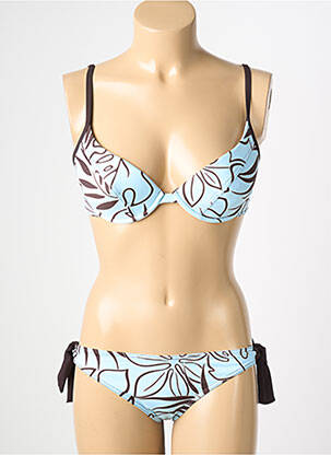 Maillot de bain 2 pièces stretch haut soutien-gorge push-up bleu REGLISSE femme