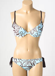 Maillot de bain 2 pièces stretch haut soutien-gorge push-up bleu REGLISSE femme