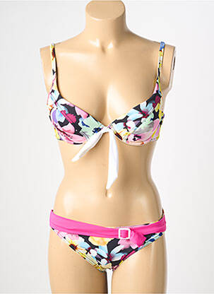 Maillot de bain 2 pièces stretch haut soutien-gorge push-up rose REGLISSE femme