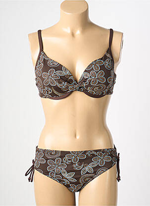 Maillot de bain 2 pièces stretch haut soutien-gorge moulé marron REGLISSE femme