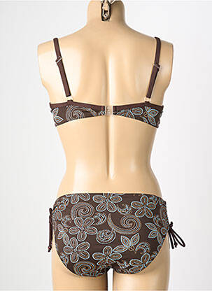Maillot de bain 2 pièces stretch haut soutien-gorge moulé marron REGLISSE femme