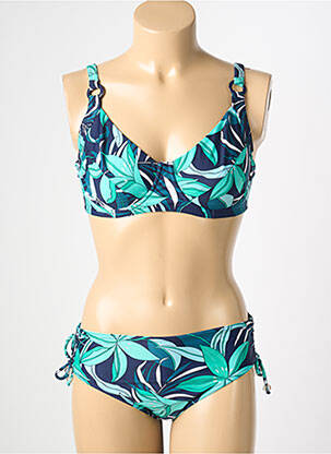 Maillot de bain 2 pièces stretch haut soutien-gorge balconnet bleu REGLISSE femme
