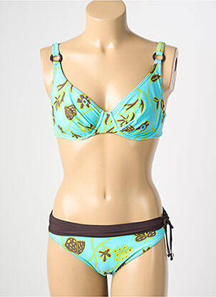 Maillot de bain 2 pièces stretch haut soutien-gorge balconnet bleu REGLISSE femme