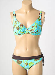 Maillot de bain 2 pièces stretch haut soutien-gorge balconnet bleu REGLISSE femme