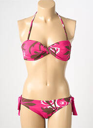 Maillot de bain 2 pièces stretch haut bandeau rose REGLISSE femme