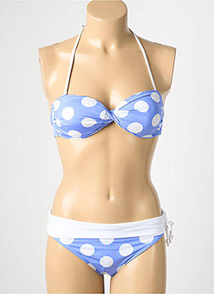 Maillot de bain 2 pièces stretch haut soutien-gorge moulé bleu REGLISSE femme