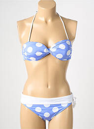 Maillot de bain 2 pièces stretch haut soutien-gorge moulé bleu REGLISSE femme
