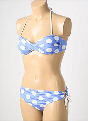 Maillot de bain 2 pièces stretch haut soutien-gorge moulé bleu REGLISSE femme