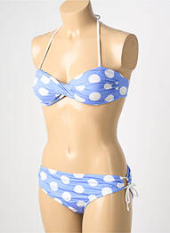 Maillot de bain 2 pièces stretch haut soutien-gorge moulé bleu REGLISSE femme