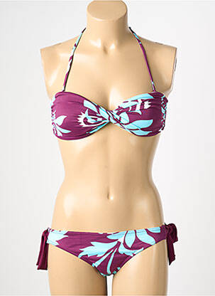 Maillot de bain 2 pièces stretch haut soutien-gorge moulé violet REGLISSE femme