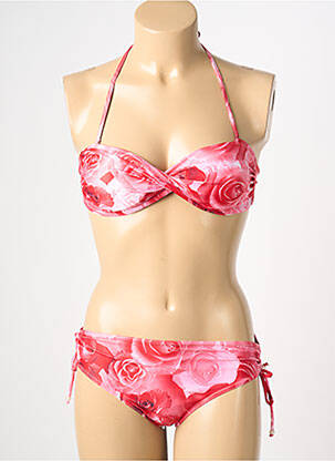 Maillot de bain 2 pièces stretch haut soutien-gorge moulé rouge REGLISSE femme