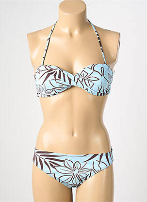 Maillot de bain 2 pièces stretch haut soutien-gorge moulé bleu REGLISSE femme