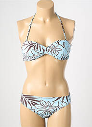 Maillot de bain 2 pièces stretch haut soutien-gorge moulé bleu REGLISSE femme