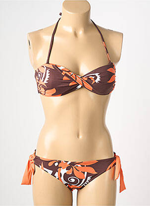 Maillot de bain 2 pièces stretch haut soutien-gorge moulé orange REGLISSE femme