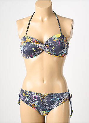 Maillot de bain 2 pièces stretch haut soutien-gorge moulé gris REGLISSE femme